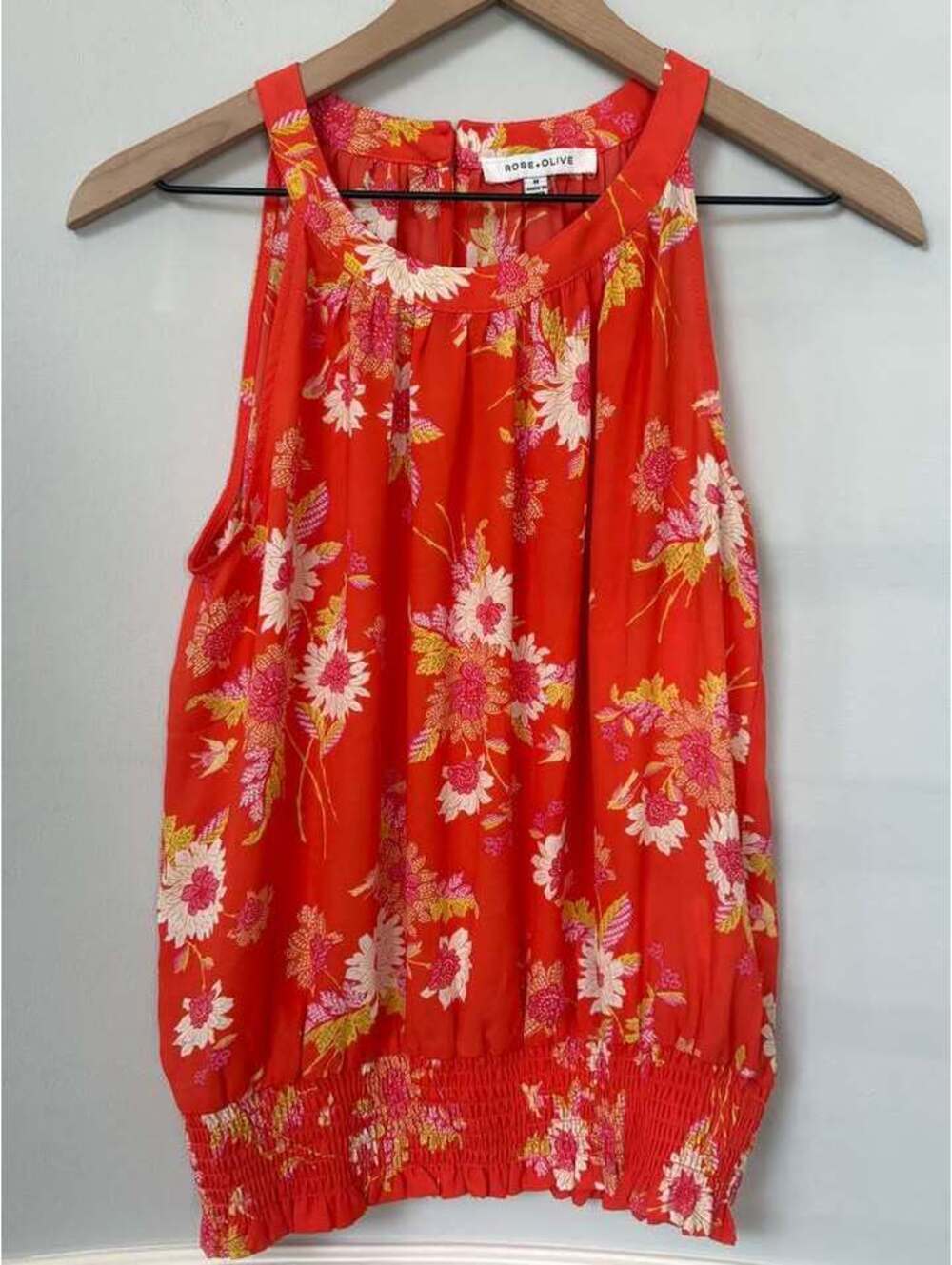 Rose + Olive Floral Halter Top Size M